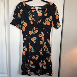 Leith Black Dress with Orange print